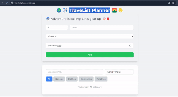 TraveList Planner app preview